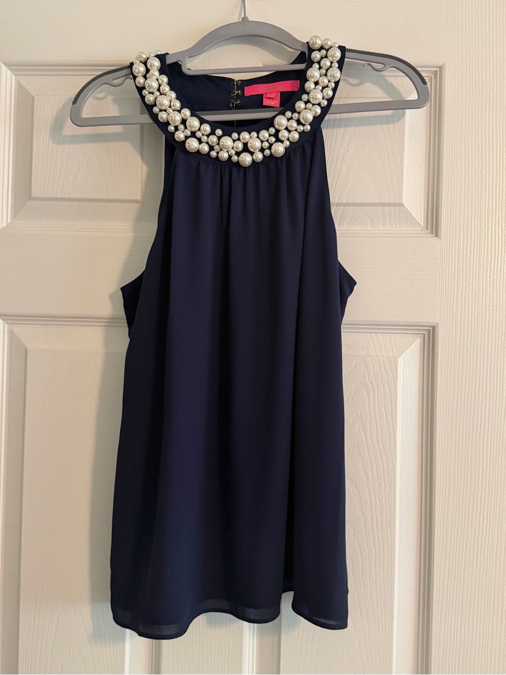 Lilly Pulitzer Shawn Navy Pearl-Neck Halter Top - Women - Picture 4 of 8